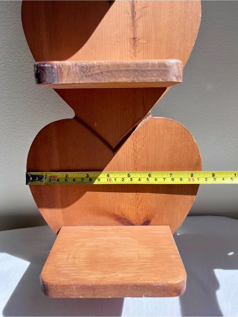 Vintage Wooden Heart Wall Shelf - Brown